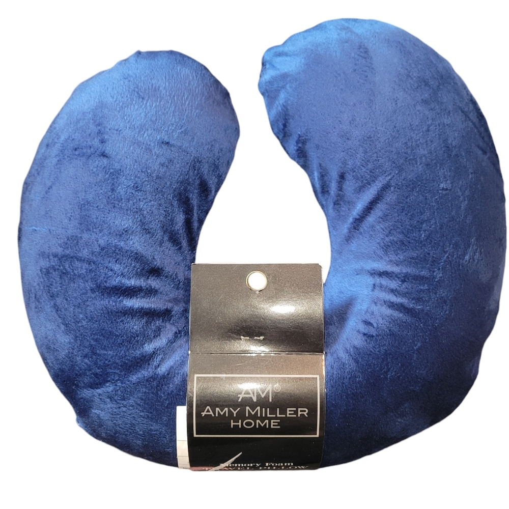 Amy Miller Home Memory Foam Travel Pillow Blue Corpcore Vacation Vibes Zip NWT